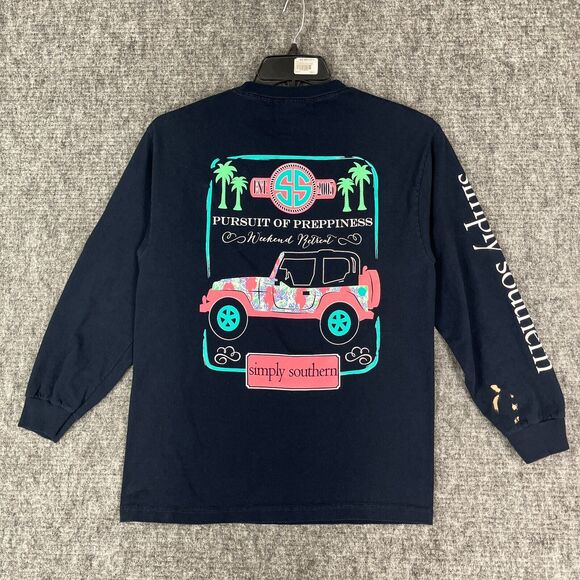 Simply Southern Shirt M Jeep‎ Wrangler USA Ocean Palm Tree Seahorse Adult Blue - Picture 1 of 12